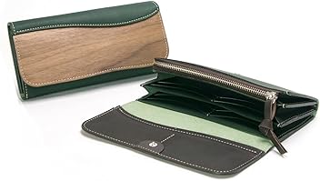 美品✨VARCO REAL WOOD ロングウォレット 長札入れ グリーン VARCO REAL WOOD/ヴァーコ リアル ウッド】ロングウォレット 長